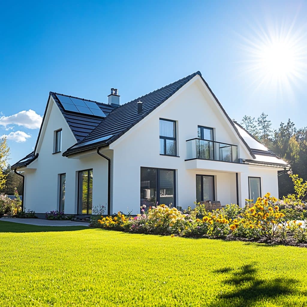 Schönes modernes Haus mit grünem Garten